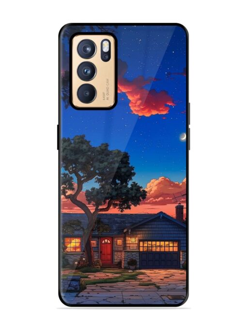 Serene Suburban Twilight Glossy Metal Phone Cover for Oppo Reno 6 Pro (5G)