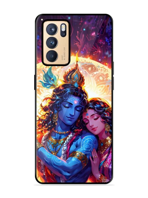 Radha Krishna Art Glossy Metal Phone Cover for Oppo Reno 6 Pro (5G)