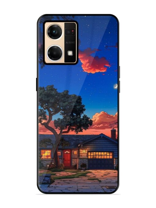 Serene Suburban Twilight Glossy Metal Phone Cover for Oppo Reno 7 (4G) Zapvi