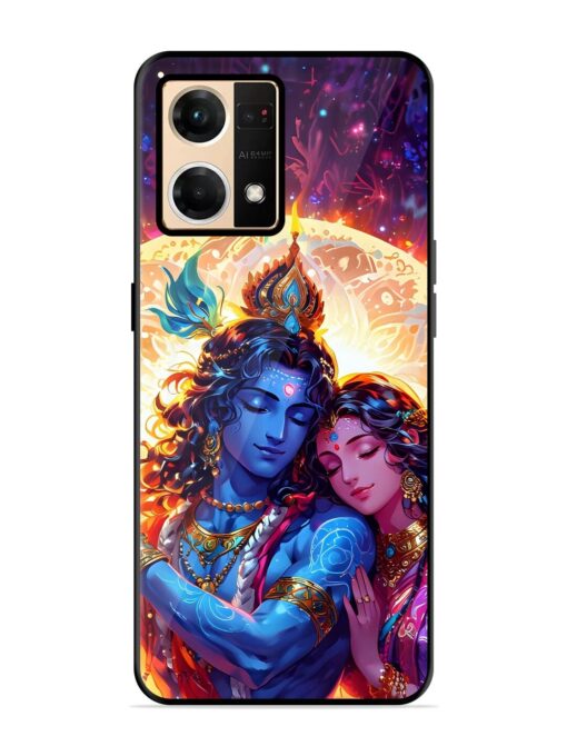 Radha Krishna Art Glossy Metal Phone Cover for Oppo Reno 7 (4G) Zapvi