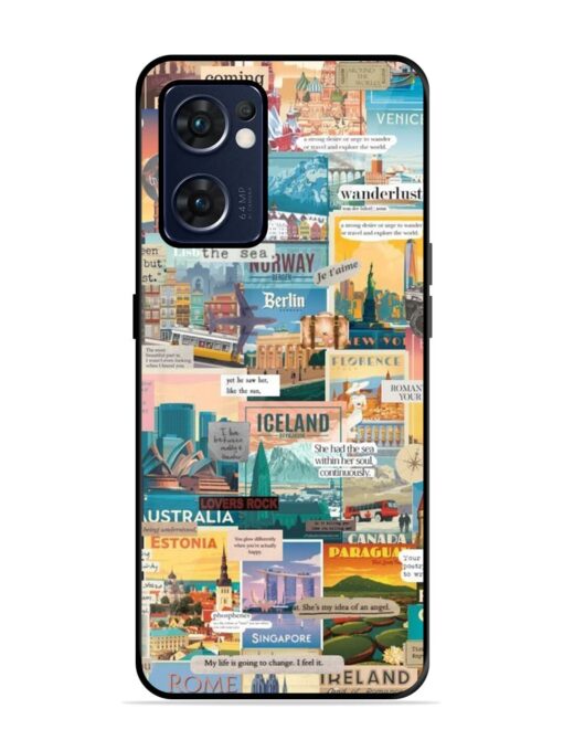 Travel Inspiration Collage Glossy Metal Phone Cover for Oppo Reno 7 (5G) Zapvi