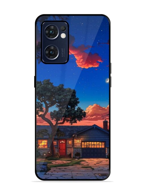 Serene Suburban Twilight Glossy Metal Phone Cover for Oppo Reno 7 (5G)