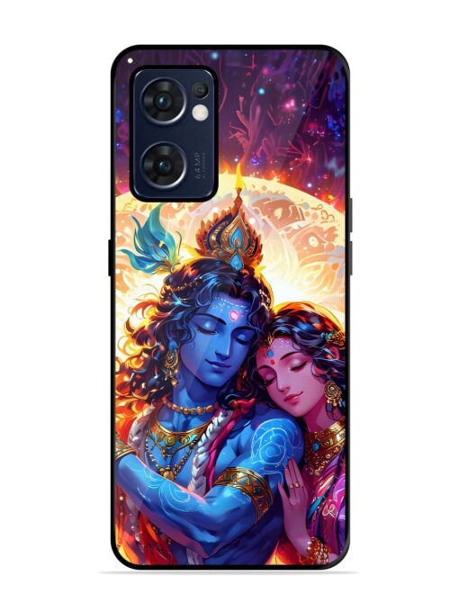 Radha Krishna Art Glossy Metal Phone Cover for Oppo Reno 7 (5G) Zapvi