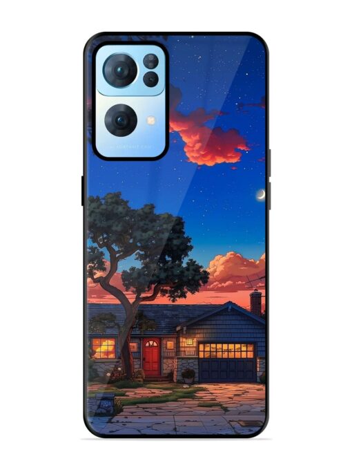 Serene Suburban Twilight Glossy Metal Phone Cover for Oppo Reno 7 Pro (5G)