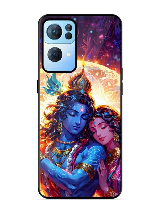 Radha Krishna Art Glossy Metal Phone Cover for Oppo Reno 7 Pro (5G) Zapvi