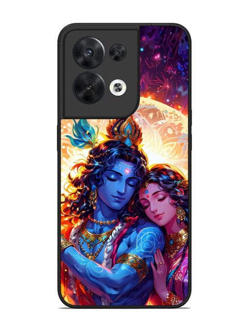 Radha Krishna Art Glossy Metal Phone Cover for Oppo Reno 8 (5G)