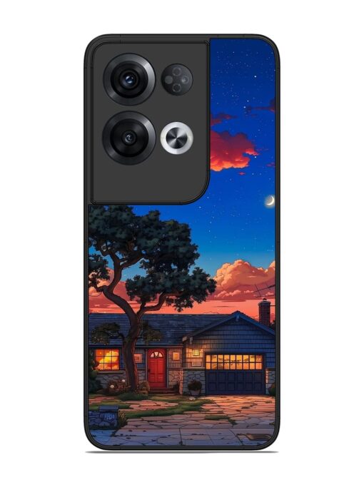 Serene Suburban Twilight Glossy Metal Phone Cover for Oppo Reno 8 Pro (5G) Zapvi