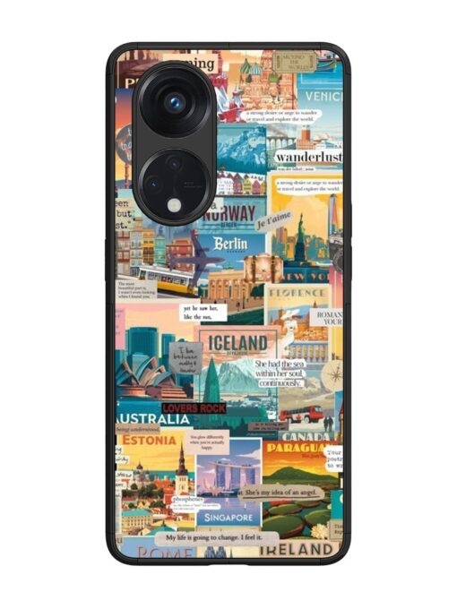 Travel Inspiration Collage Glossy Metal Phone Cover for Oppo Reno 8T (5G) Zapvi