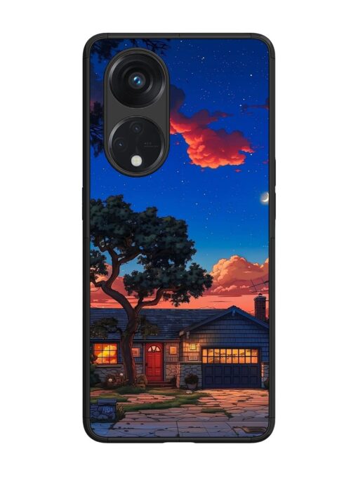 Serene Suburban Twilight Glossy Metal Phone Cover for Oppo Reno 8T (5G)