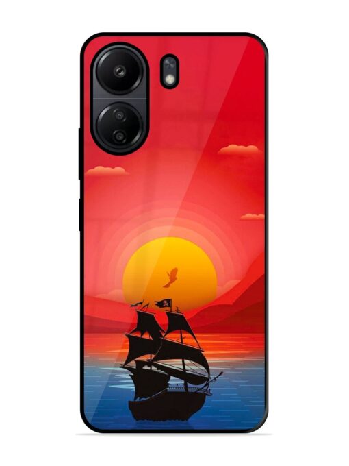 Sunset Sail Glossy Metal Phone Cover for Poco C65 Zapvi