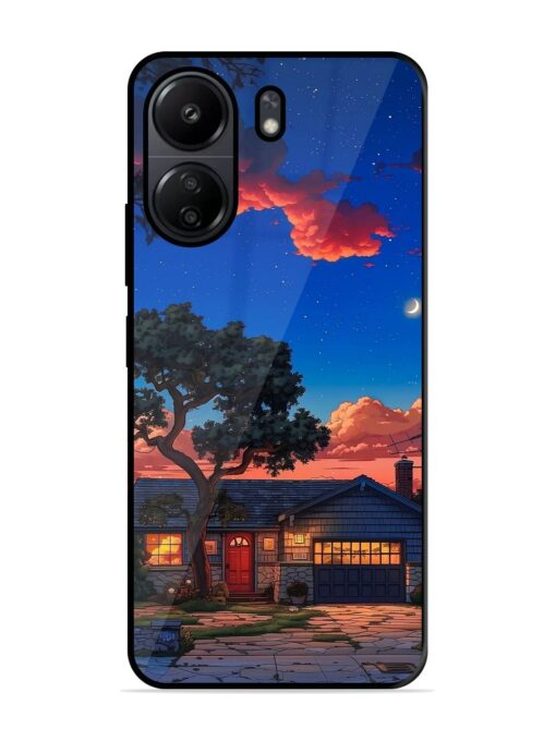 Serene Suburban Twilight Glossy Metal Phone Cover for Poco C65