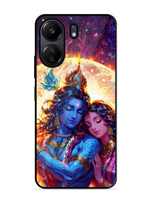 Radha Krishna Art Glossy Metal Phone Cover for Poco C65