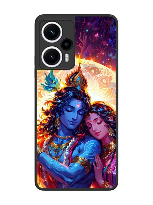 Radha Krishna Art Glossy Metal Phone Cover for Poco F5 (5G)