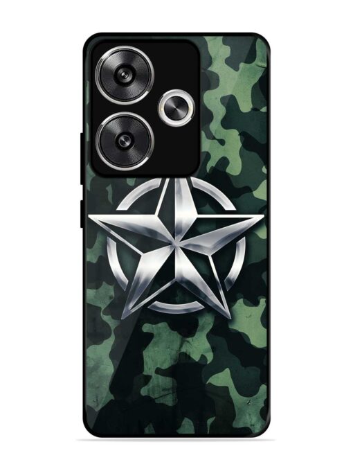 Indian Army Star Design Glossy Metal Phone Cover for Poco F6 (5G)