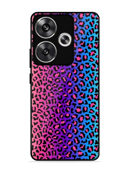 Colorful Leopard Seamless Glossy Metal Phone Cover for Poco F6 (5G)