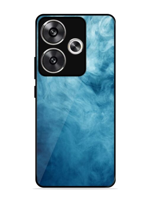 Blue Smoke Art Glossy Metal Phone Cover for Poco F6 (5G)