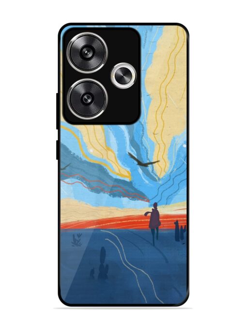 Minimal Abstract Landscape Glossy Metal Phone Cover for Poco F6 (5G)