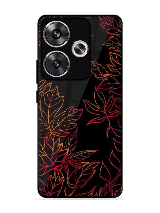 Red Floral Pattern Glossy Metal Phone Cover for Poco F6 (5G)