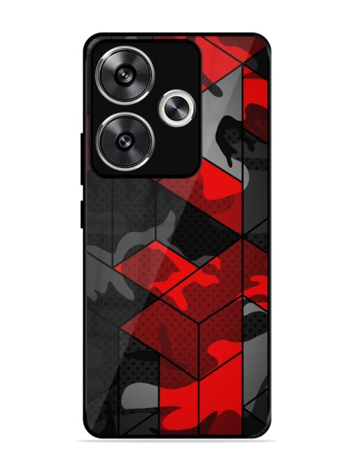 Royal Red Camouflage Pattern Glossy Metal Phone Cover for Poco F6 (5G)