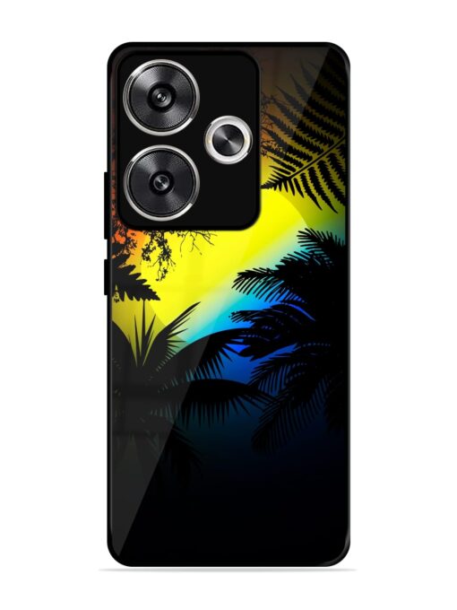 Colorful Sunset With Palm Trees Glossy Metal Phone Cover for Poco F6 (5G)