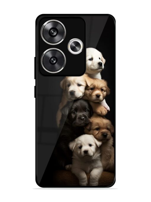 Cute Baby Dogs Glossy Metal Phone Cover for Poco F6 (5G)