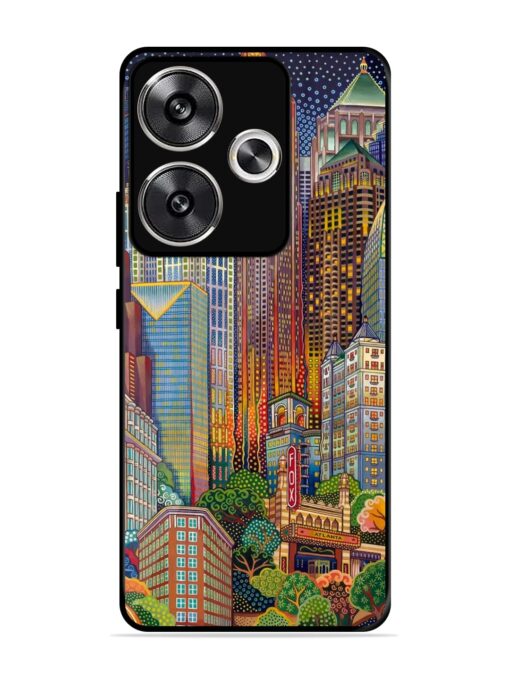 Cityscapes Art Glossy Metal Phone Cover for Poco F6 (5G)