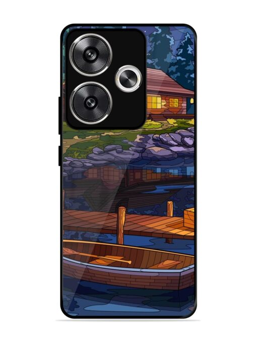 Village Night Scene Glossy Metal Phone Cover for Poco F6 (5G)