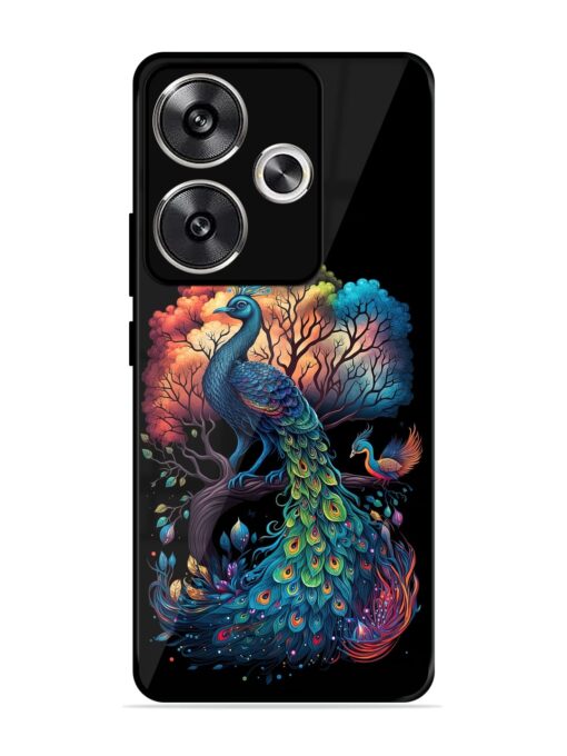 Peacock Tree Art Glossy Metal Phone Cover for Poco F6 (5G)