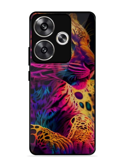 Leopard Art Glossy Metal Phone Cover for Poco F6 (5G)