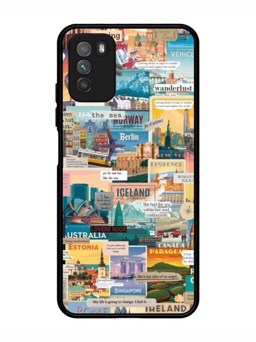 Travel Inspiration Collage Glossy Metal Phone Cover for Poco M3 Zapvi