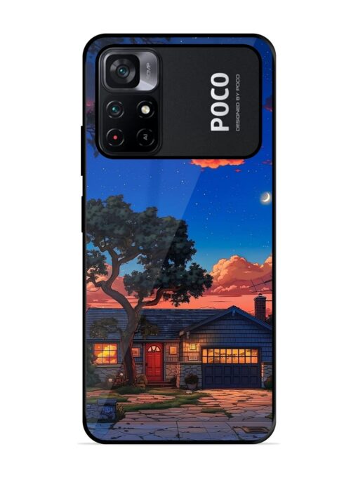 Serene Suburban Twilight Glossy Metal Phone Cover for Poco M4 Pro (5G) Zapvi