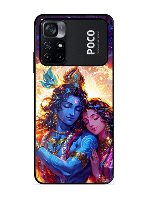 Radha Krishna Art Glossy Metal Phone Cover for Poco M4 Pro (5G)