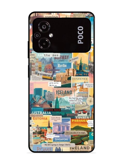 Travel Inspiration Collage Glossy Metal Phone Cover for Poco M5 Zapvi