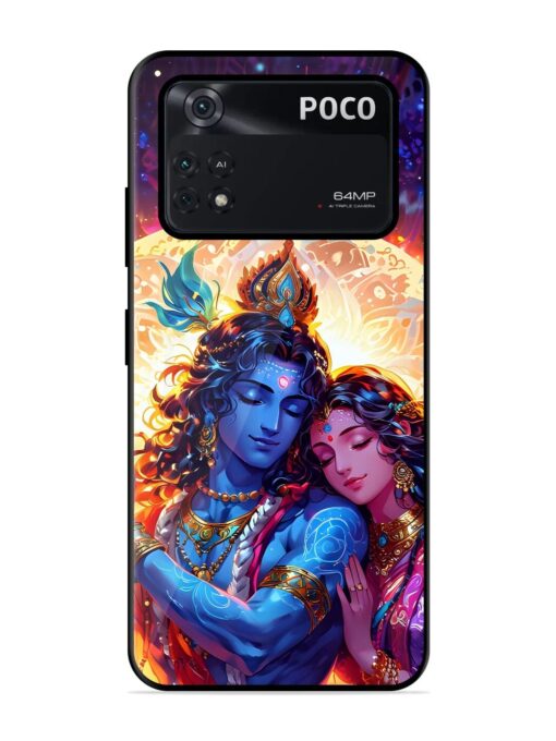 Radha Krishna Art Glossy Metal Phone Cover for Poco X4 Pro (5G) Zapvi