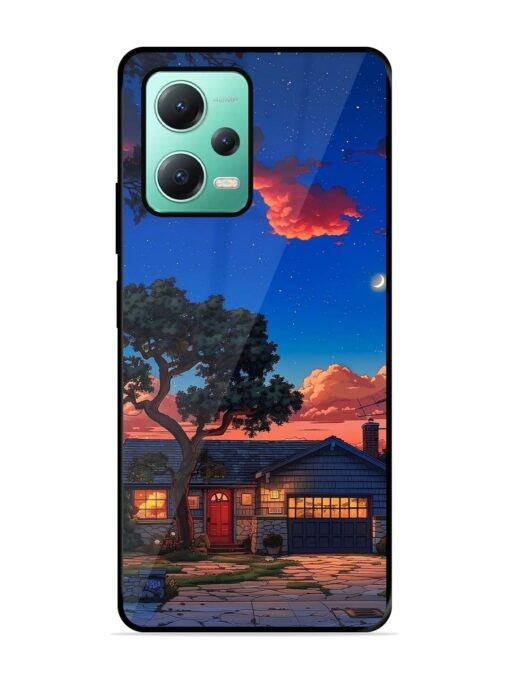 Serene Suburban Twilight Glossy Metal Phone Cover for Poco X5 (5G) Zapvi