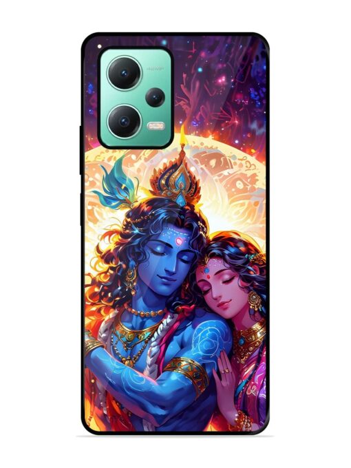 Radha Krishna Art Glossy Metal Phone Cover for Poco X5 (5G) Zapvi