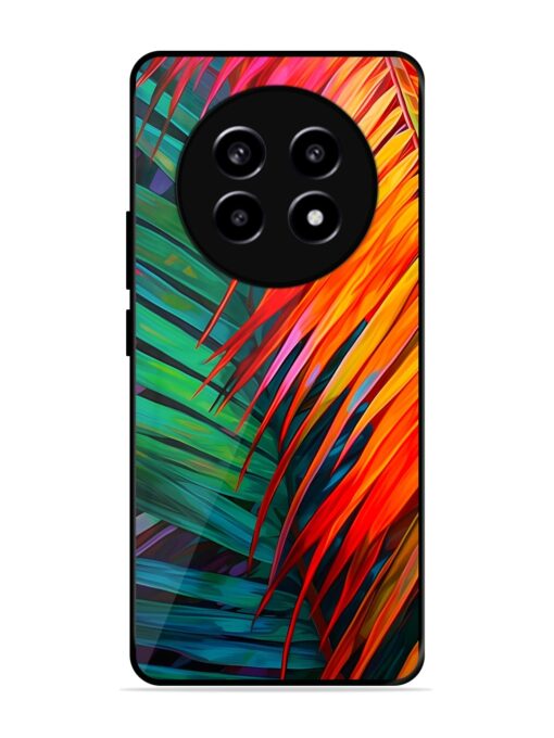 Painted Tropical Leaves Glossy Metal Phone Cover for Realme 13 (5G)