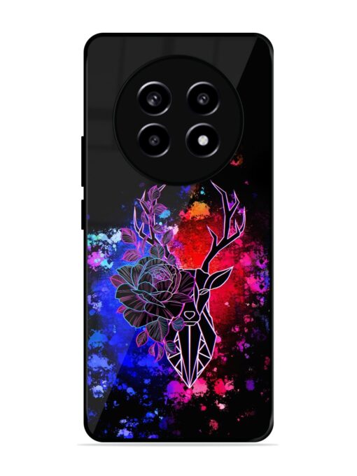 Floral Deer Art Glossy Metal Phone Cover for Realme 13 (5G)