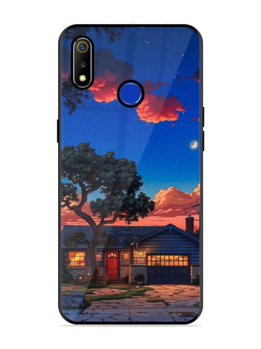 Serene Suburban Twilight Glossy Metal Phone Cover for Realme 3 Zapvi