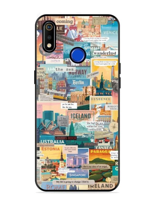 Travel Inspiration Collage Glossy Metal Phone Cover for Realme 3I Zapvi