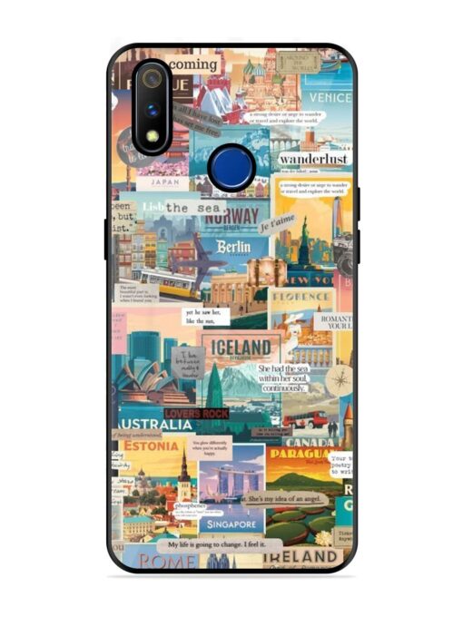 Travel Inspiration Collage Glossy Metal Phone Cover for Realme 3 Pro