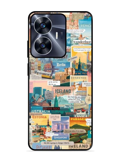 Travel Inspiration Collage Glossy Metal Phone Cover for Realme C55 Zapvi