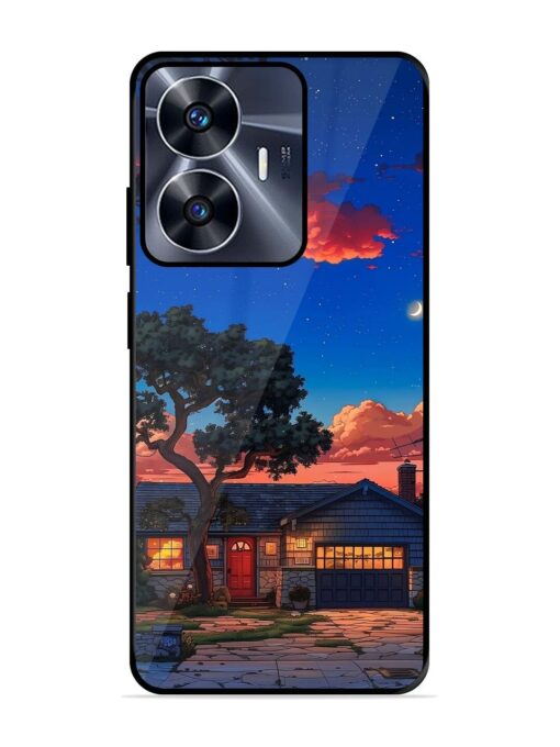 Serene Suburban Twilight Glossy Metal Phone Cover for Realme C55 Zapvi