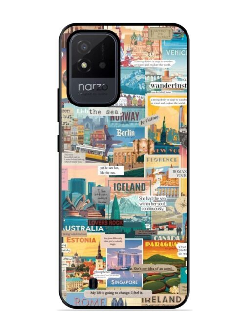 Travel Inspiration Collage Glossy Metal Phone Cover for Realme Narzo 50I