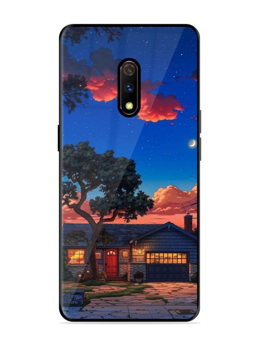 Serene Suburban Twilight Glossy Metal Phone Cover for Realme X Zapvi