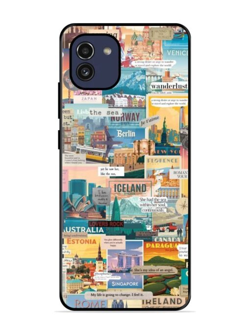 Travel Inspiration Collage Glossy Metal Phone Cover for Samsung Galaxy A03