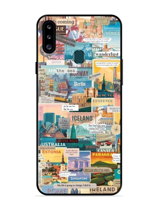 Travel Inspiration Collage Glossy Metal Phone Cover for Samsung Galaxy A20S Zapvi