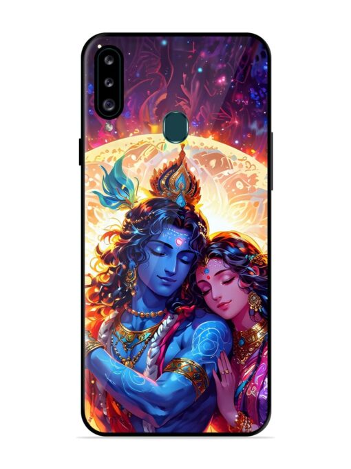 Radha Krishna Art Glossy Metal Phone Cover for Samsung Galaxy A20S Zapvi