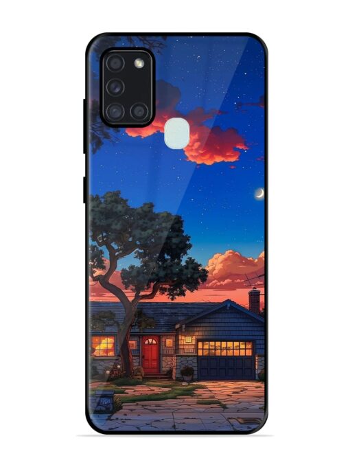 Serene Suburban Twilight Glossy Metal Phone Cover for Samsung Galaxy A21S Zapvi