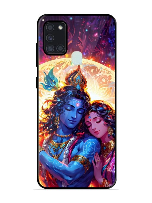 Radha Krishna Art Glossy Metal Phone Cover for Samsung Galaxy A21S Zapvi